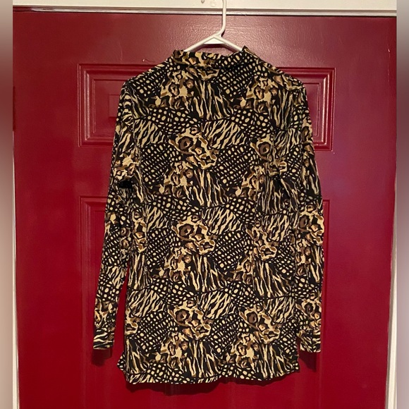 Cavalini Women’s Button Up Leopard Print Long Sleeve Blouse Size Small - Picture 4 of 12